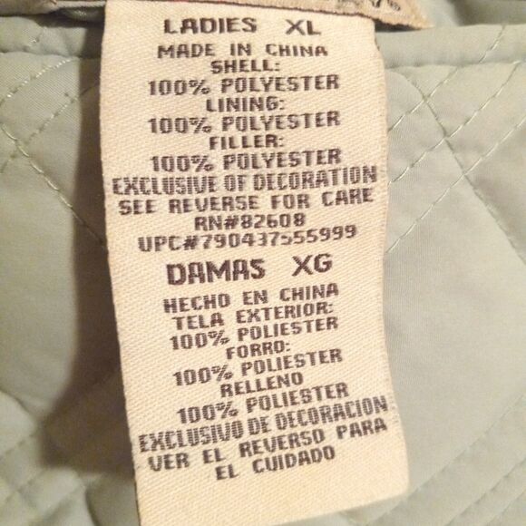 Free Country Quilted Reversible Puffer Vest-XL-Fleece Lined-Pocket-Full Zip-Sage - Picture 8 of 8